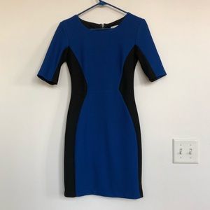 Blue and Black Fitted Business Dress